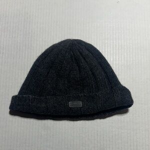Coach Dark Gray Knit Beanie with 29% lambswool unisex and has some stretch